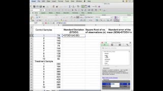 How to quickly calculate Standard Error of the Mean (SEM) using Excel