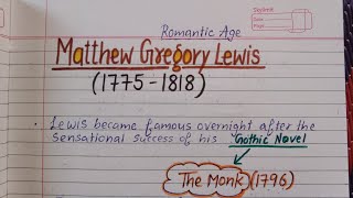 Matthew Gregory Lewis | Important Points, Major Works | Master Cadre English| UGC NET English