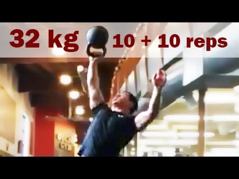 Ed Tessel - bottom-up press with 32 kg kettlebell 10+10 reps