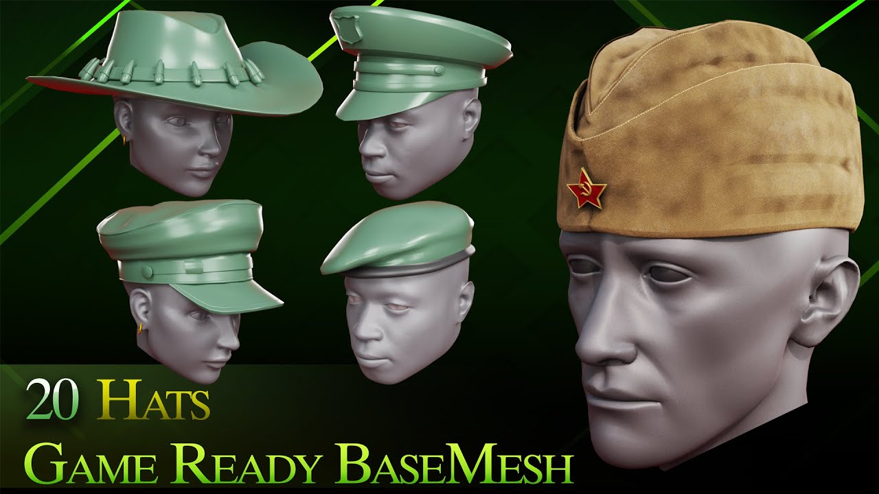 20 Different Hats 3D Model