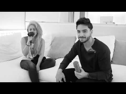 Shakira & Maluma singing "Trap" in the studio