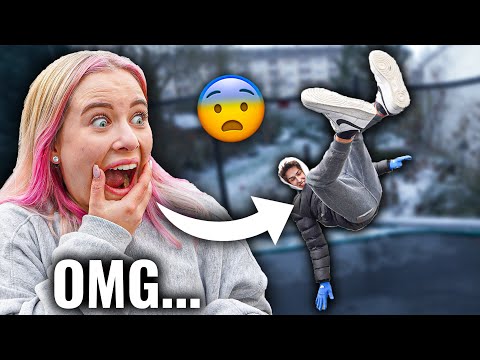 MY BOYFRIEND AND I ARE DOING THE TRAMPOLINE CHALLENGE!😱 (that was close...) - DAILY VLOG 18