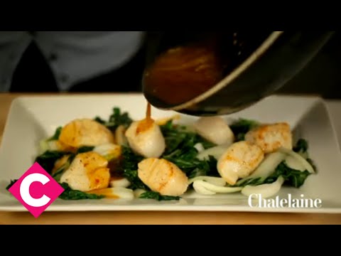 Sweet and spicy scallops with bok choy