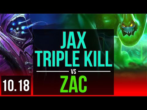JAX vs ZAC (TOP) | Triple Kill, KDA 11/0/1, 600+ games, Legendary | KR Diamond | v10.18