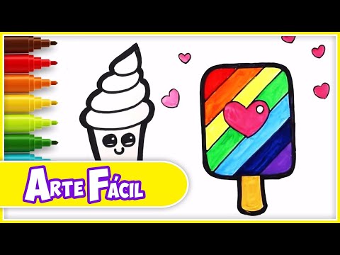 APRENDA A DESENHAR O SORVETE COLORIDO | Arte Fácil Aprenda a Desenhar