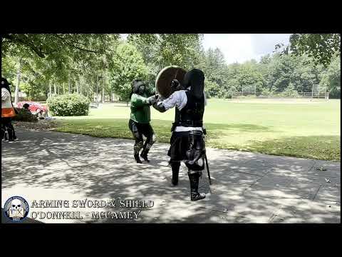 Real Steel Sword Fighting - Arming Sword & Shield vs Longsword - O'Donnell/McCamey