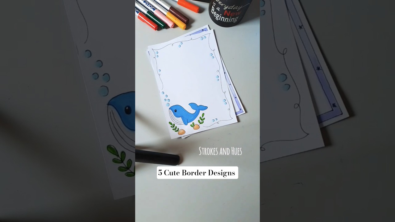 5 cute border designs for projects|#shorts #borderdesign #borderart #cuteart #borderdesignforproject