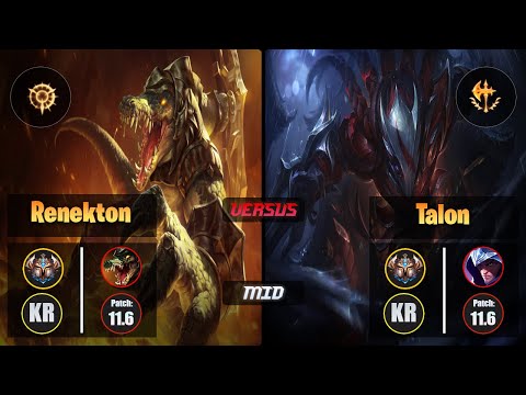 Challenger RENEKTON [Press the Attack] (Mid) VS  TALON - Challenger KR Patch 11.6