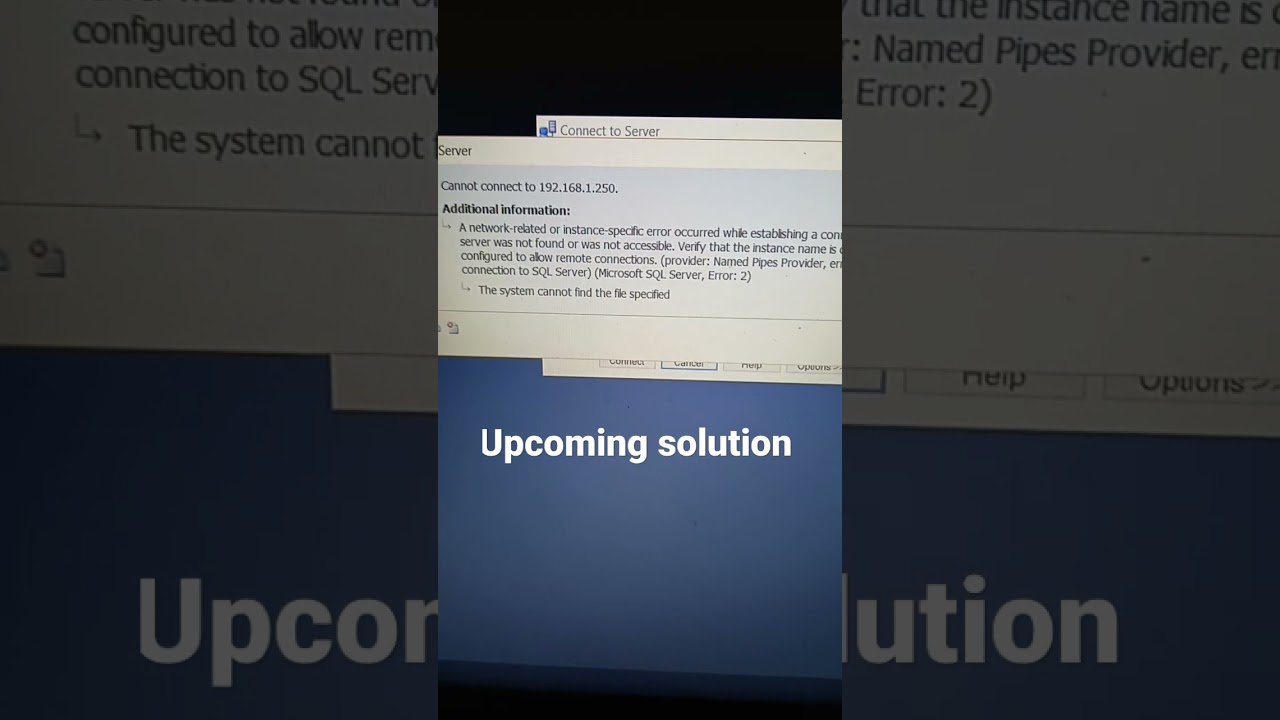 cannot connect to server, A network-related or instance-specific error  #ITHelp #shorts #sqlserver