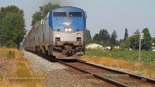 preview picture of video 'Amtrak 41 leads the Coast Starlight 11 at Hubbard, Oregon July 24th, 2012'