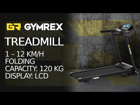 video - Treadmill - folding - 1,200 W - 1 to 12 km/h - 120 kg - 3 incline levels