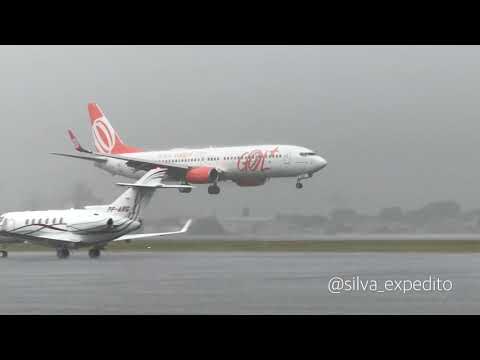 Gol B737 pouso com chuva forte em Congonhas