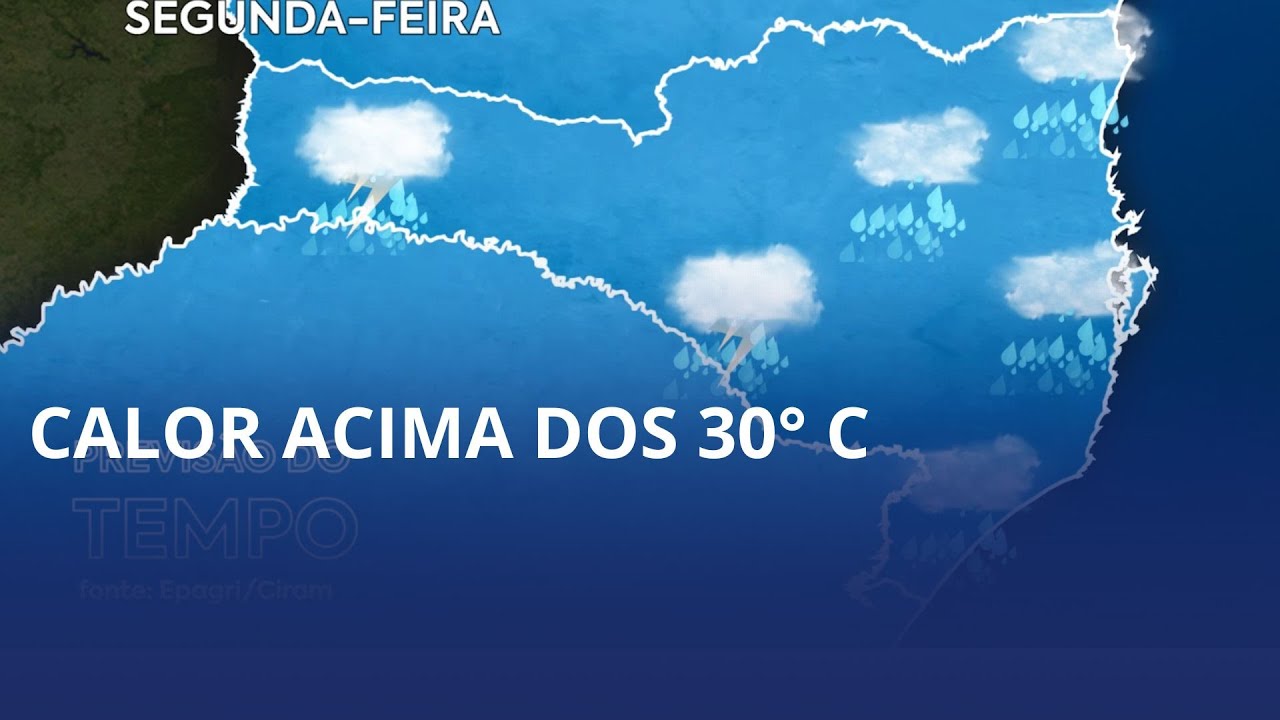 Calor acima dos 30 °C e risco de temporais marcam o dia em Santa Catarina