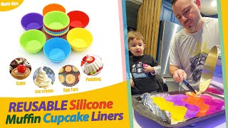 Baking Muffins with 3 Year Old - Using Silicone Reusable, Non-Stick Muffin Liners