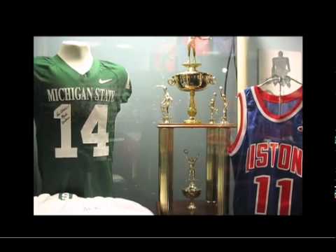 Tour of new Michigan Sports Hall of Fame exhibit at Detroit Historical Museum with interview