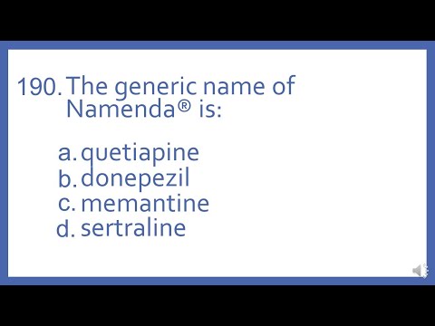Top 200 Drugs Practice Test Question - The generic name of Namenda is (PTCB PTCE NAPLEX NCLEX Prep)