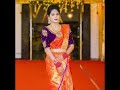 Orange Silk Saree Contrast Blouse Design