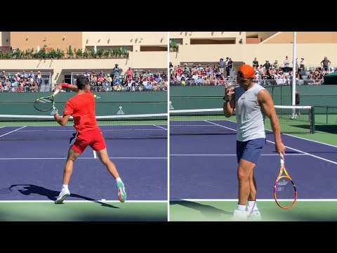 Rafael Nadal v. Carlos Alcaraz - IW Practice 2022 [Court-Level, 4k 60fps]