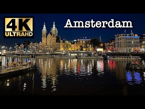 Amsterdam Walk🇳🇱Damrak at night | October 2022 [4K 60fps]