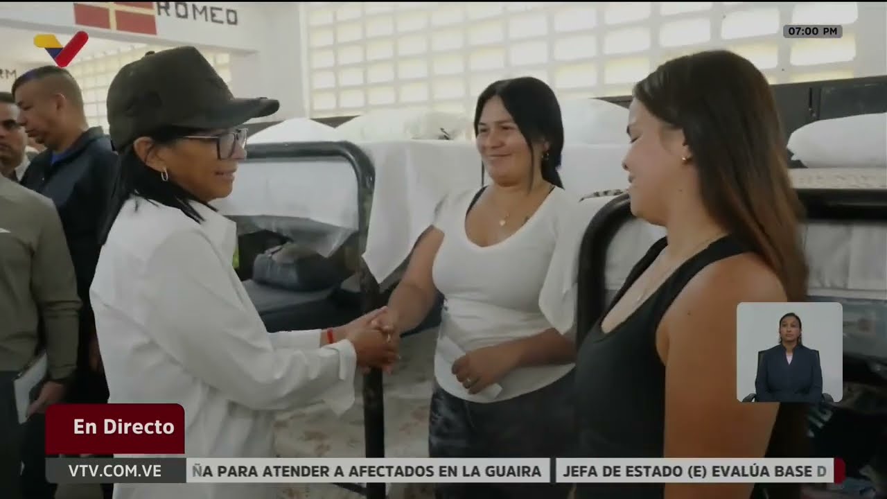 Delcy Rodríguez visita campamento temporal en Catia La Mar, 29 de junio de 2026