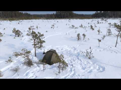 Welcome to the Frozen Swamp - Winter Camping in Deep Snow Overnight