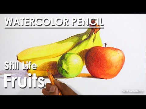 Watercolor Pencil Still Life Fruits | step by step Drawing