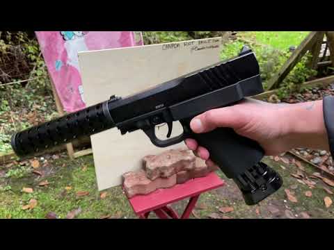 Insane! First strike FSC VS 1/3 PLYWOOD  BLOWS RIGHT THREW! Real home defence less lethal 345-445FPS