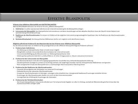 Rechnungslegung: Grundlagen der Bilanzpolitik - Fernuni Hagen