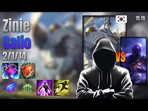 Zinie Mid Galio vs Ryze lol KR solo rank Full Game 15.19 | Zinie 갈리오 vs 라이즈