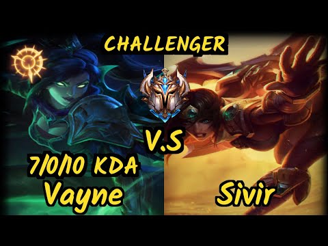 CGA Cody Sun (VAYNE) vs SIVIR - 7/0/10 KDA BOTTOM ADC CHALLENGER GAMEPLAY - NA