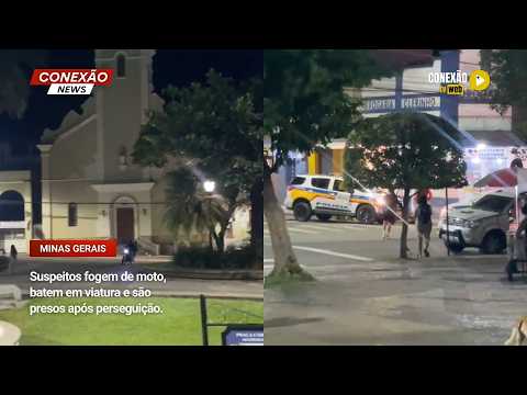 Vídeo: Suspeitos fogem de moto, batem em viatura e são presos após perseguição.