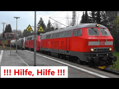 Allgäubahn:🆘218 406 & 218 414 müssen defekte Stadler EURO 9000 mit Containerzug abschleppen