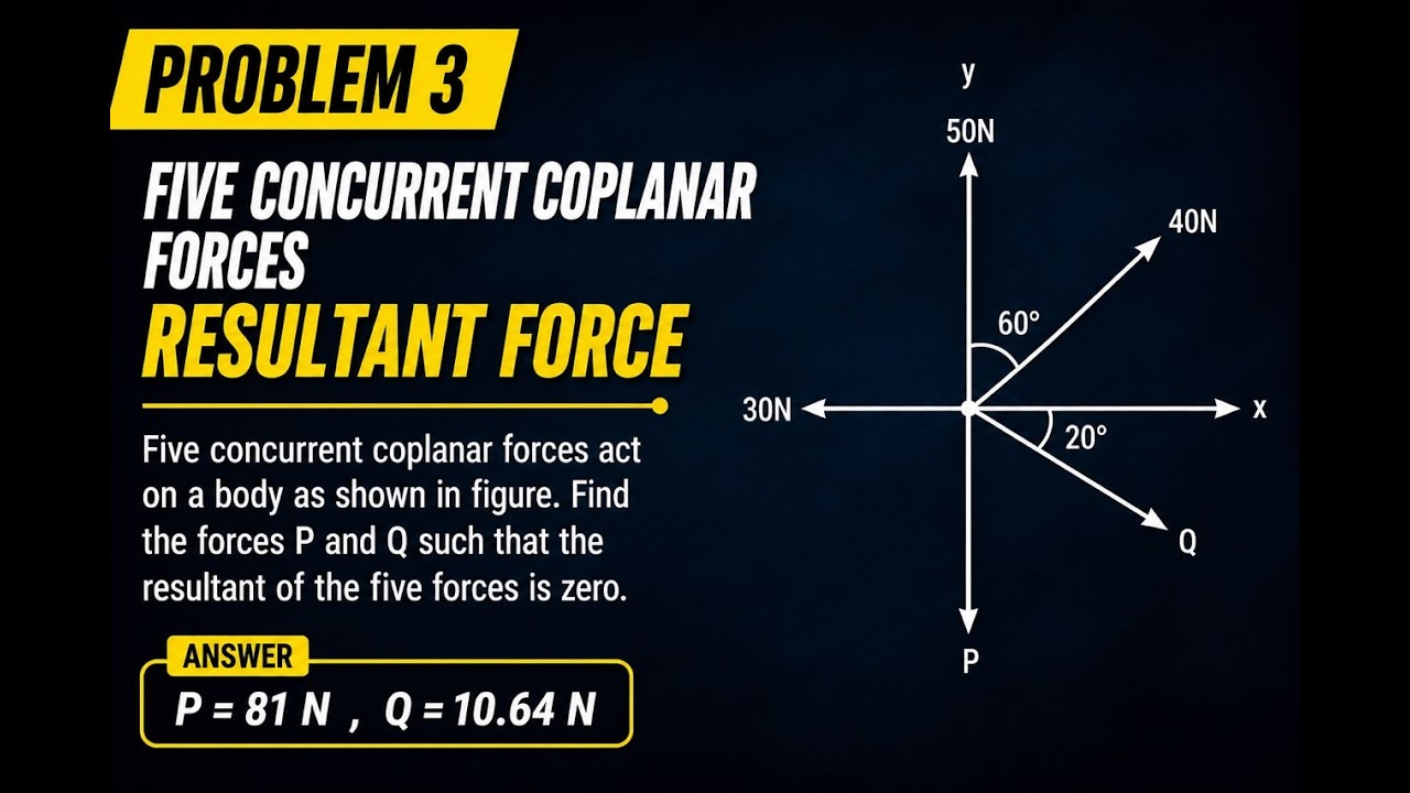 Resultant of Concurrent Coplanar Force System | Problem No 3 | Engineering Mechanics