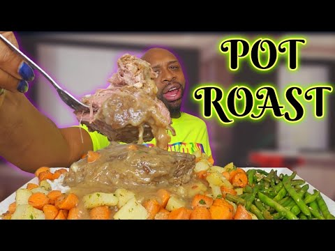 GRAVY SMOTHERED POT ROAST OVER RICE | MUKBANG | EATING SHOW | SOULFOOD