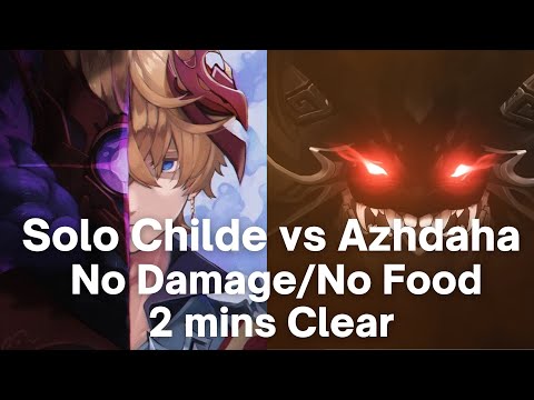 Genshin Impact:  Childe Solo Azhdaha(pyro/cryo) in 2 mins (No damage/No food)