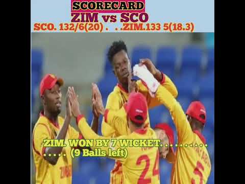 SCORECARD,  ZIMBABWE  VS. SCOTLAND,  ICC MEN`S T20 WORLD CUP 2022.