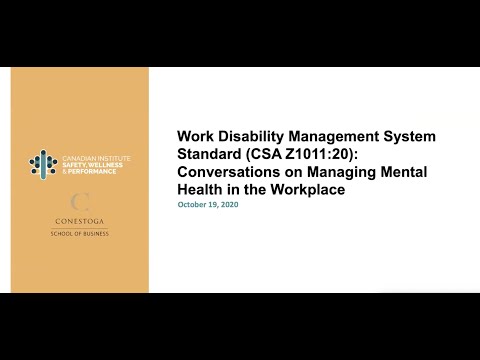
<span>Work Disability Management System Standard (CSA Z1011:20): Managing Mental Health in the Workplace</span>
