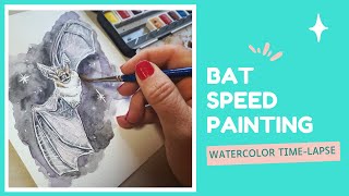 Bat Speed Painting- Watercolor Time-Lapse