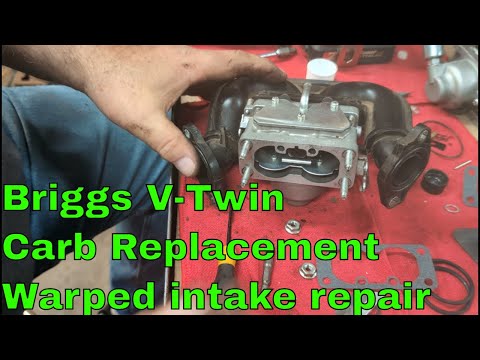 Briggs V twin carburetor removal, intake repair, and install