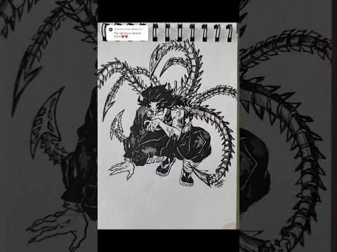 Tanjiro demon form, speed drawing #anime #drawing #demonslayer #tanjiro #art #animeart #fyp #shorts