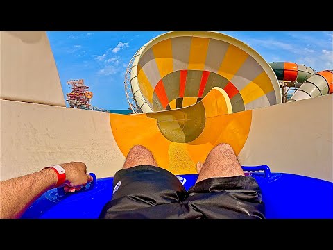 Rafting Water Slide Ride Into Funnel at Meryal Waterpark #qatar