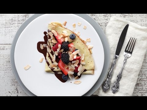 Paleo Crepes Recipe with Chocolate Sauce and Fresh Berries | The Inspired Home