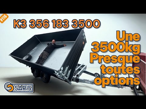 Remorque Tri-benne SARIS - 356 x 184 - PTAC : 3500 kg - 2 Essieux - Freinée - Pompe électrique - Reference -GE 75_5