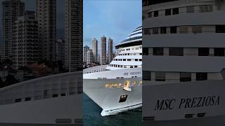 MSC PREZIOSA saindo Santos cruzeiro 07/11/25  saida @cruzeiros2025  navio  #drone #google #shorts
