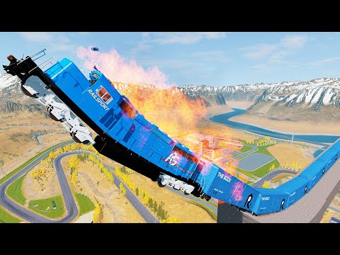 EPIC High Speed Long Trains Jump Crashes #3 - Train Stunts | BeamNG Drive Accidents - Dancing Cars