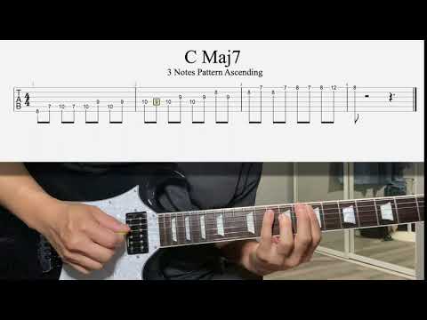 C Maj7 3 Notes Pattern Ascending / Guitar Lesson / Tabs