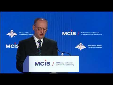 Russian Federation Security Council Secretary N. Patrushev reads welcoming speech of Vladimir Putin