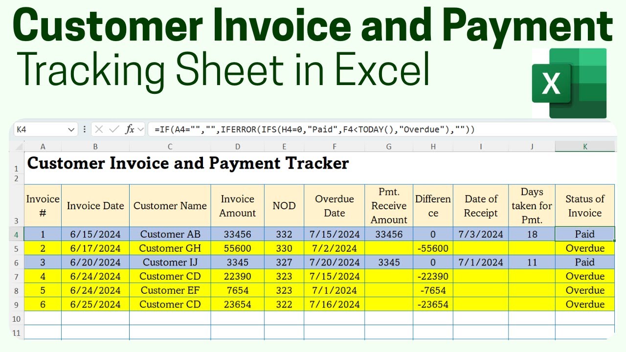 Invoice and Payment Tracking System in Excel