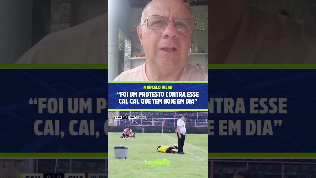 Imagem da notícia Técnico Marcelo Vilar viraliza ao simular falta e brinca: 'cair foi fácil, difícil foi levantar'