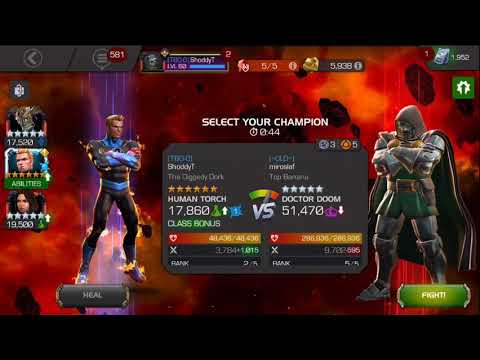 Human Torch vs Dr Doom boss alliance war Tier 4!  Mistakes were made...